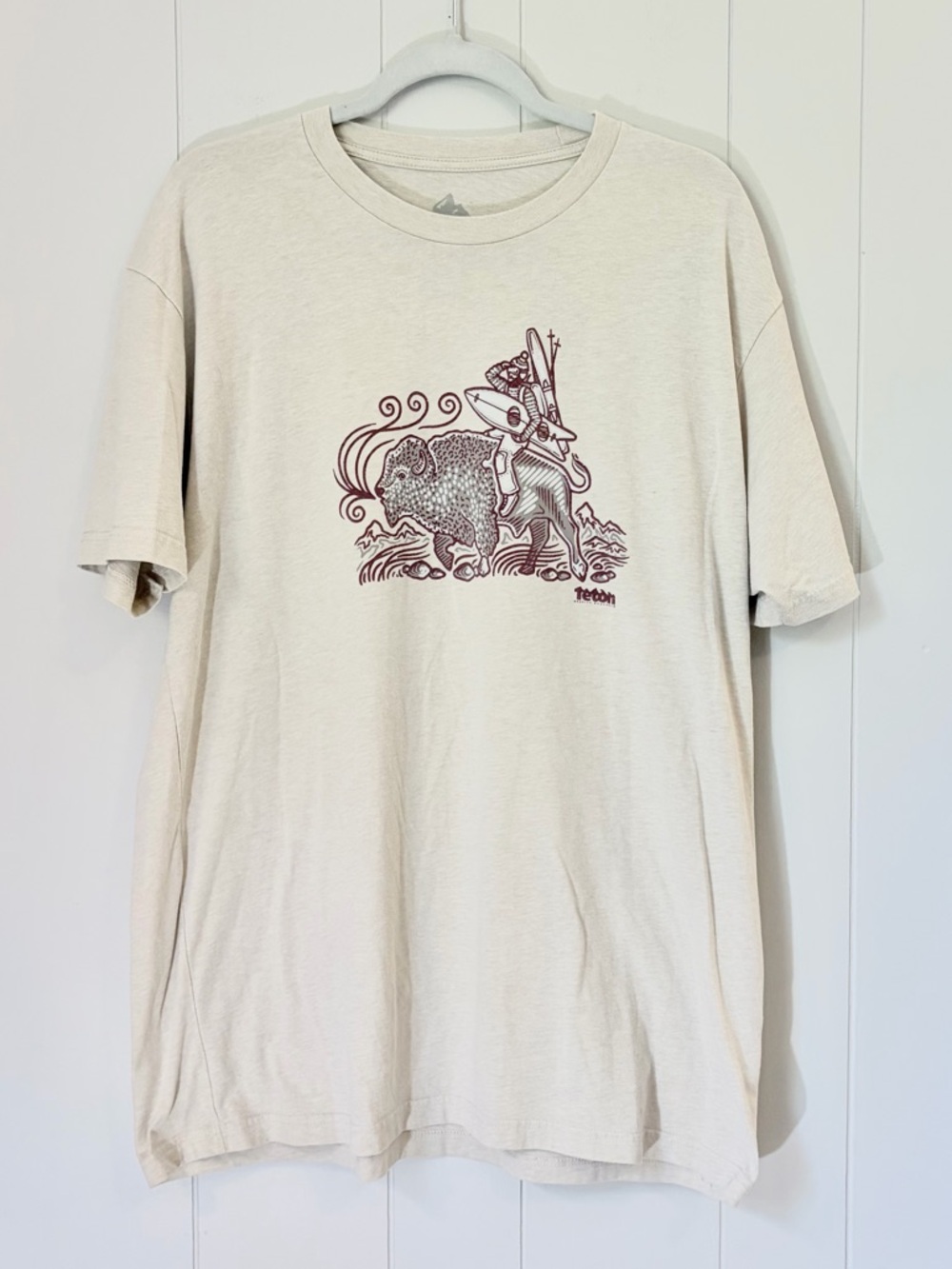 Teton Gravity Research Tshirt Cream Brown Graphic Snowboard Outdoor Unisex XL